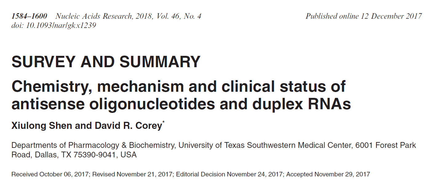 Chemistry, mechanism and clinical status of antisense oligonucleotides and duplex RNAs