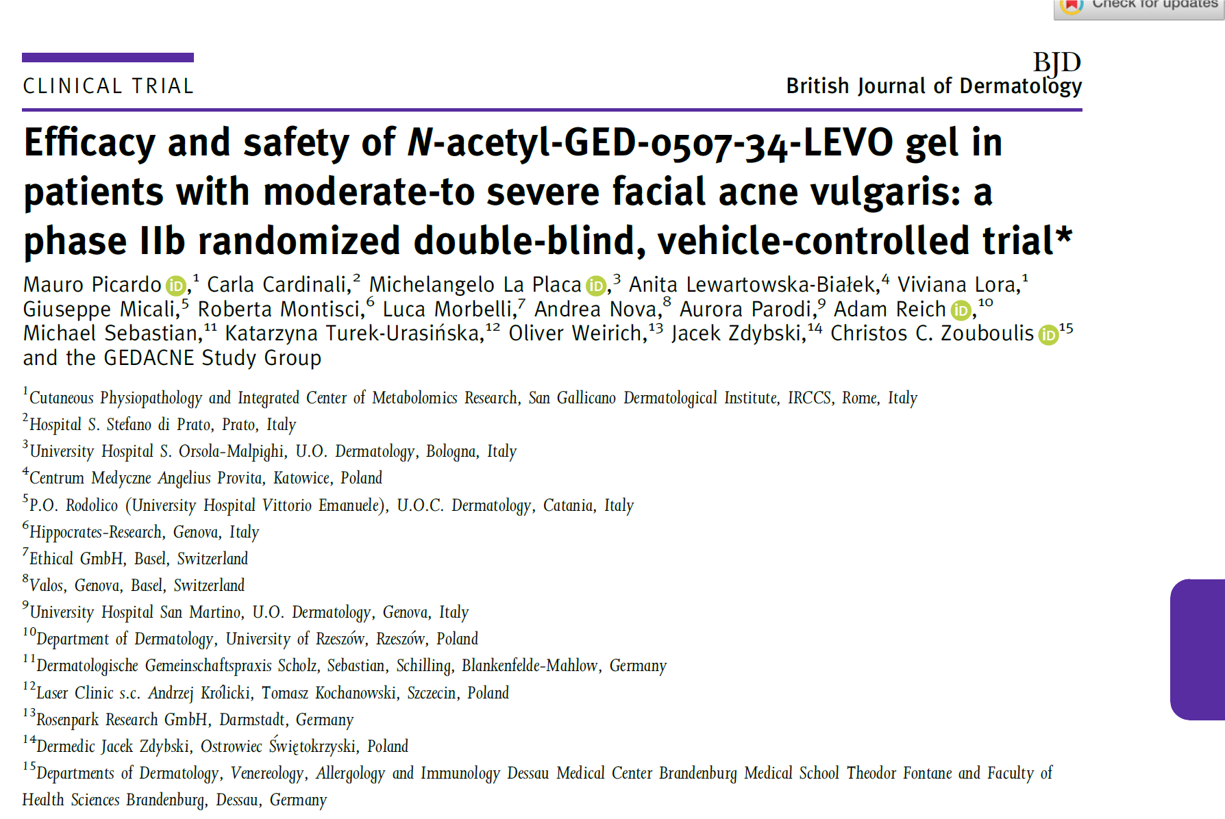 Efficacy and safety of N-acetyl-GED-0507-34-LEVO gel in patients with moderate-to severe facial acne vulgaris: a phase IIb randomized double-blind, vehicle-controlled trial