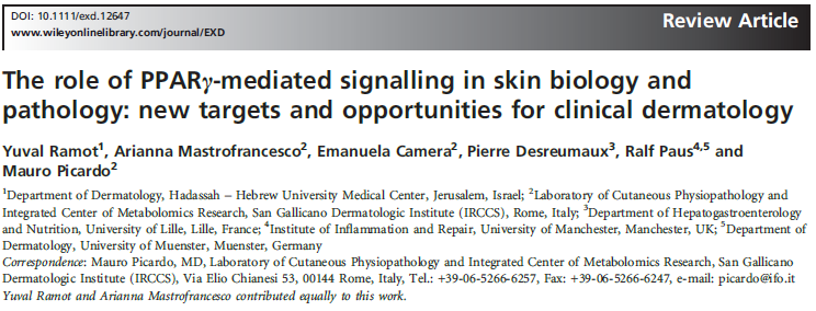 The role of PPARγ-mediated signalling in skin biology and pathology: new targets and opportunities for clinical dermatology