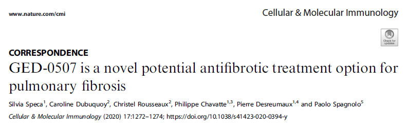 GED-0507 is a novel potential antifibrotic treatment option for pulmonary fibrosis